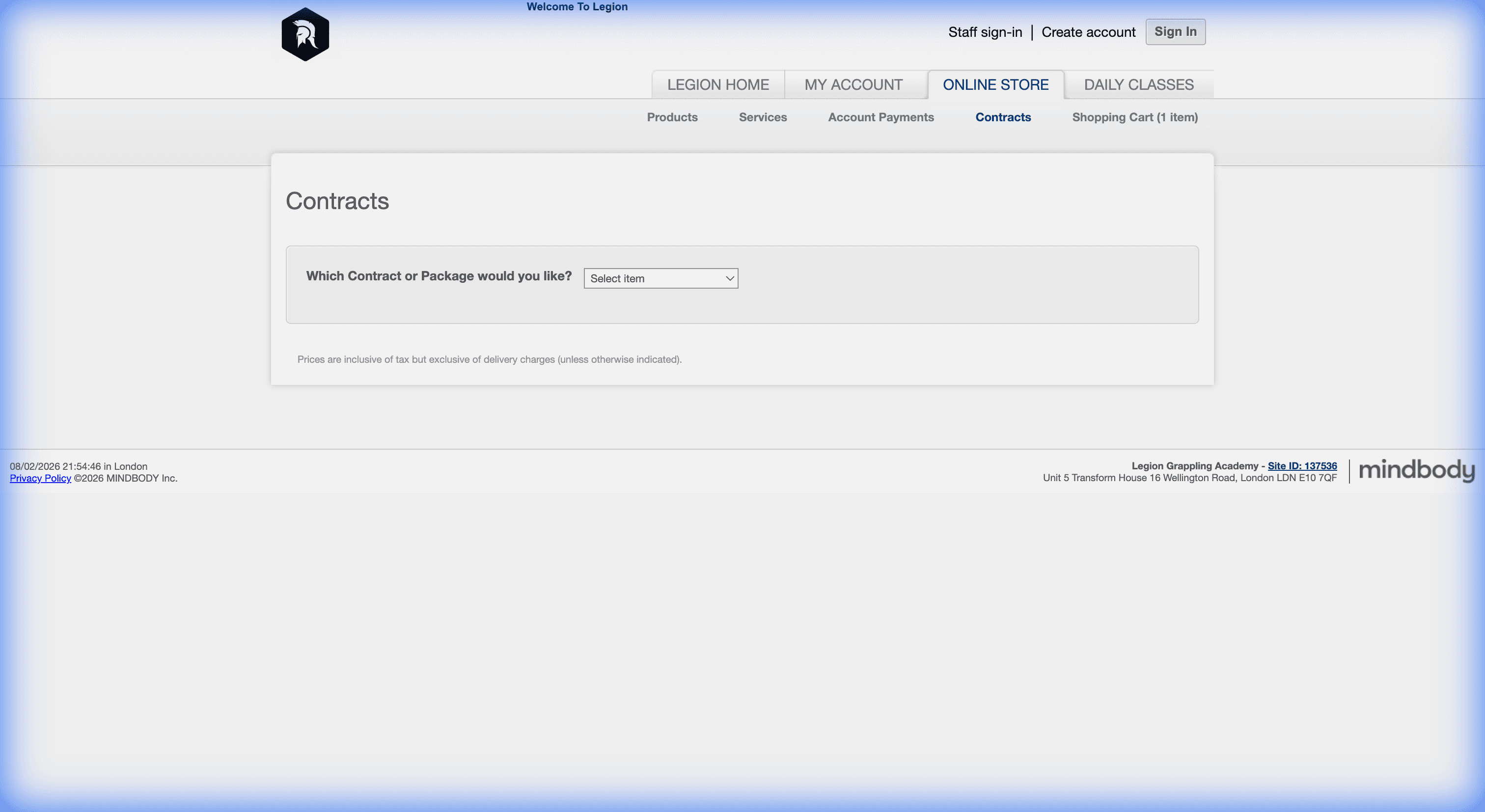 Mindbody Landing Page